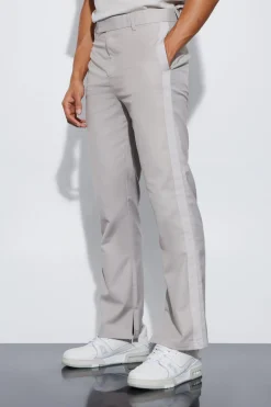 High Shine Trim Split Hem Suit Trousers | BoohooMAN UK