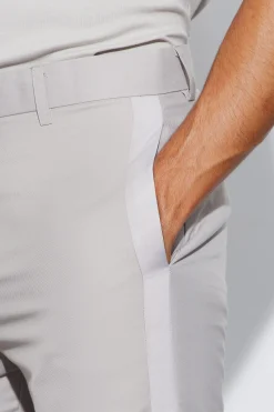 High Shine Trim Split Hem Suit Trousers | BoohooMAN UK