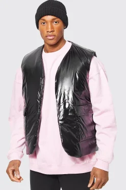 Highshine Boxy Oversized Funnel Neck Gilet | BoohooMAN UK