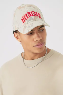 Homme Camo Cap In Brown | BoohooMAN UK