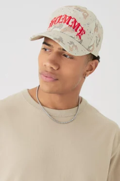 Homme Camo Cap In Brown | BoohooMAN UK