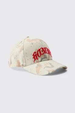 Homme Camo Cap In Brown | BoohooMAN UK