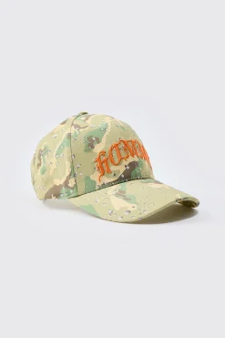 Homme Camo Cap In Green | BoohooMAN UK