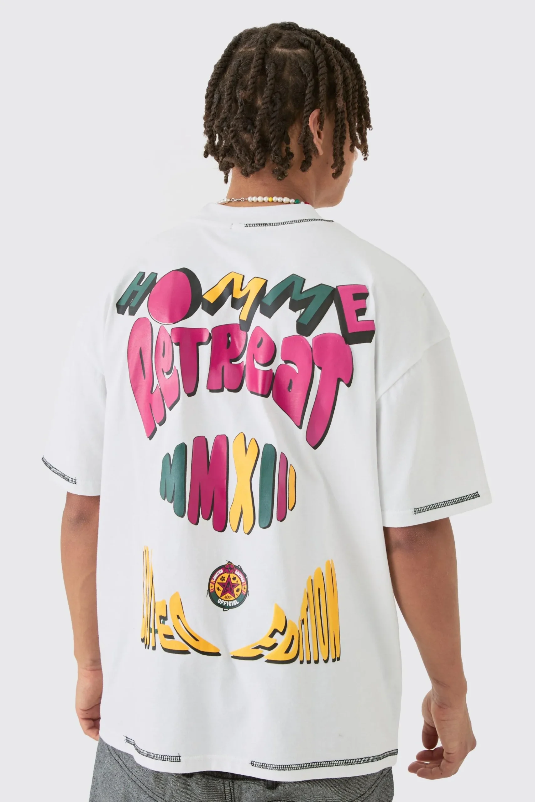 Homme Heavyweight Retreat Multi Graphic Oversized T-shirt | BoohooMAN UK
