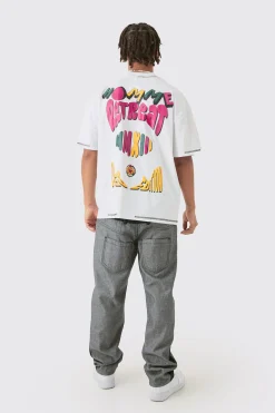 Homme Heavyweight Retreat Multi Graphic Oversized T-shirt | BoohooMAN UK