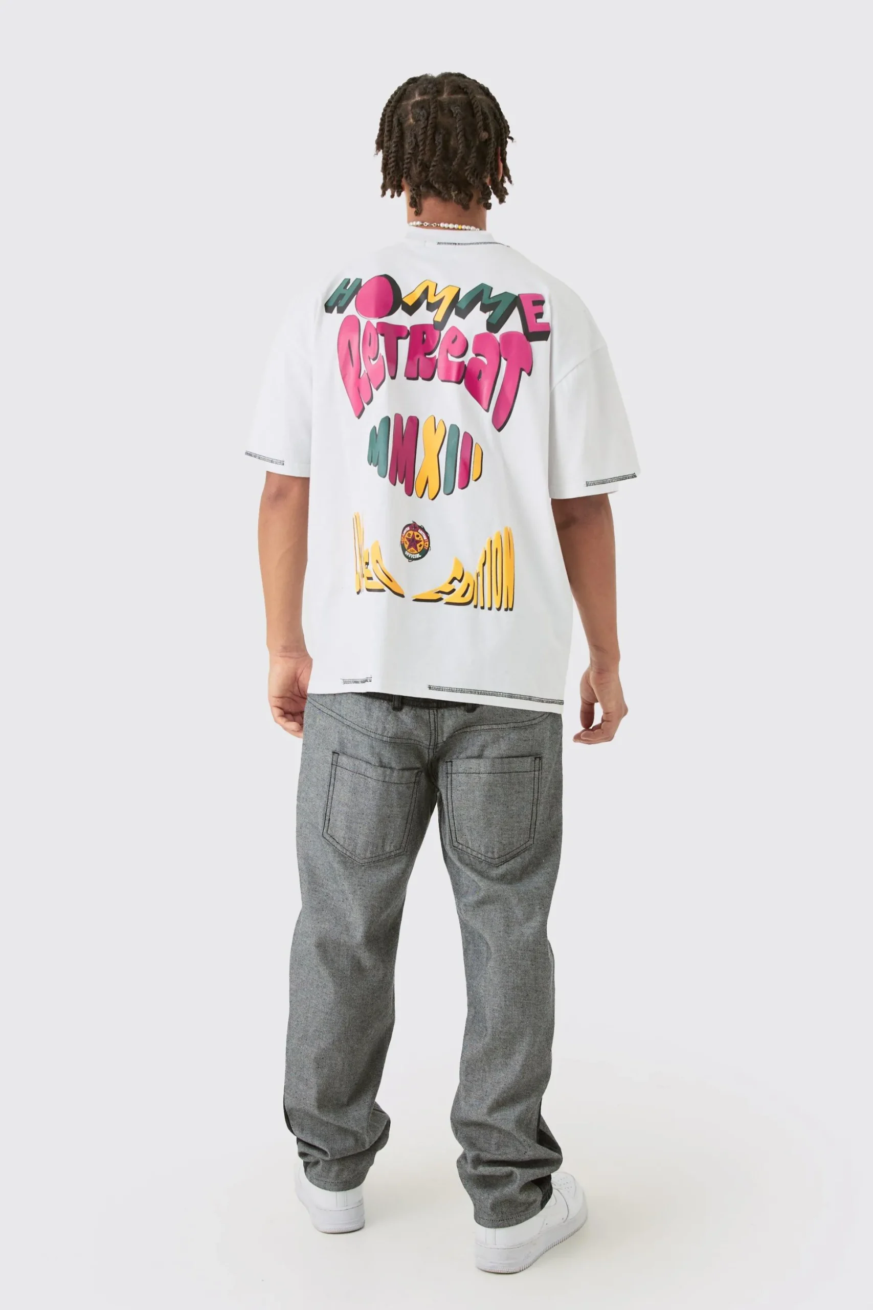 Homme Heavyweight Retreat Multi Graphic Oversized T-shirt | BoohooMAN UK