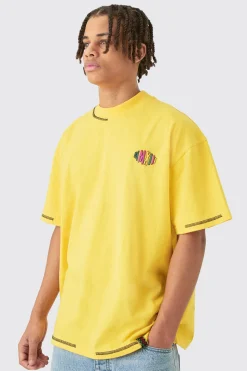 Homme Heavyweight Retreat Multi Graphic Oversized T-shirt | BoohooMAN UK