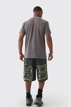 Homme Horse Graphic Wash T-shirt | BoohooMAN UK