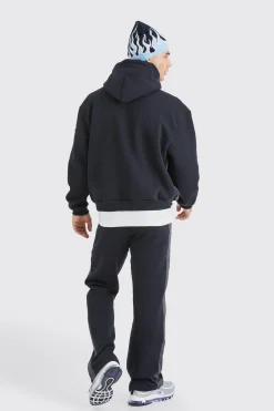 Homme Print Denim Gusset Tracksuit | BoohooMAN UK