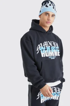 Homme Print Denim Gusset Tracksuit | BoohooMAN UK