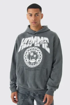 Homme Print Hoodie | BoohooMAN UK
