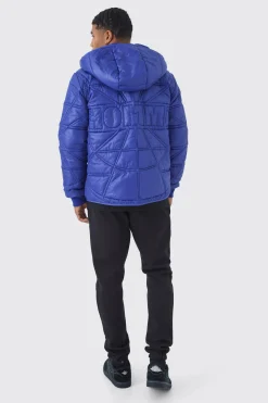 Homme Quilted Puffer With Hood | BoohooMAN UK