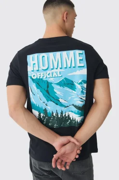 Homme Ski Print T-Shirt | BoohooMAN UK