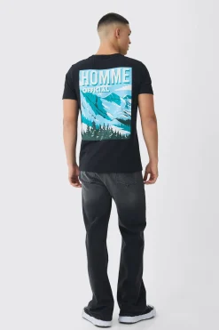 Homme Ski Print T-Shirt | BoohooMAN UK