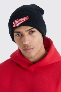 Homme Varsity Beanie | BoohooMAN UK