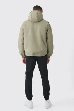 Hooded Utility Tech Parka In Khaki | BoohooMAN UK