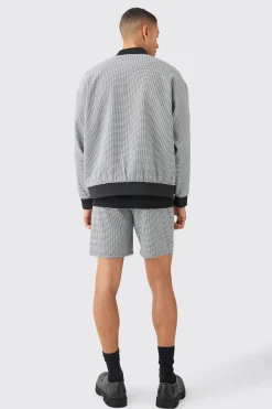 Houndstooth Checked Elasticated Waist Shorts | BoohooMAN UK