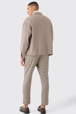 Houndstooth Checked Oversized Smart Harrington Jacket | BoohooMAN UK