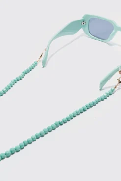 Iced Bead Sunglasses Chain In Green | BoohooMAN UK