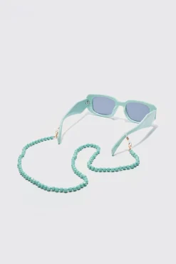 Iced Bead Sunglasses Chain In Green | BoohooMAN UK