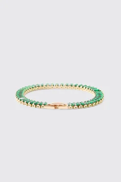 Iced Bracelet In Green | BoohooMAN UK
