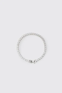 Iced Bracelet In Silver | BoohooMAN UK