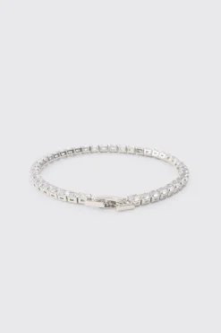Iced Bracelet In Silver | BoohooMAN UK