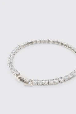 Iced Bracelet In Silver | BoohooMAN UK