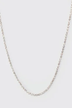 Iced Chain Necklace In Silver | BoohooMAN UK