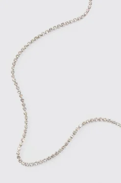 Iced Chain Necklace In Silver | BoohooMAN UK