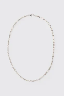 Iced Chain Necklace In Silver | BoohooMAN UK