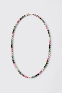 Iced Necklace In Blue | BoohooMAN UK