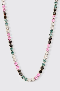 Iced Necklace In Blue | BoohooMAN UK
