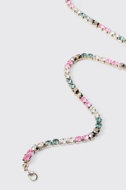Iced Necklace In Blue | BoohooMAN UK