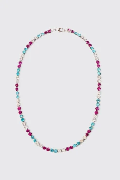 Iced Necklace In Purple | BoohooMAN UK