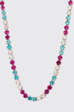 Iced Necklace In Purple | BoohooMAN UK