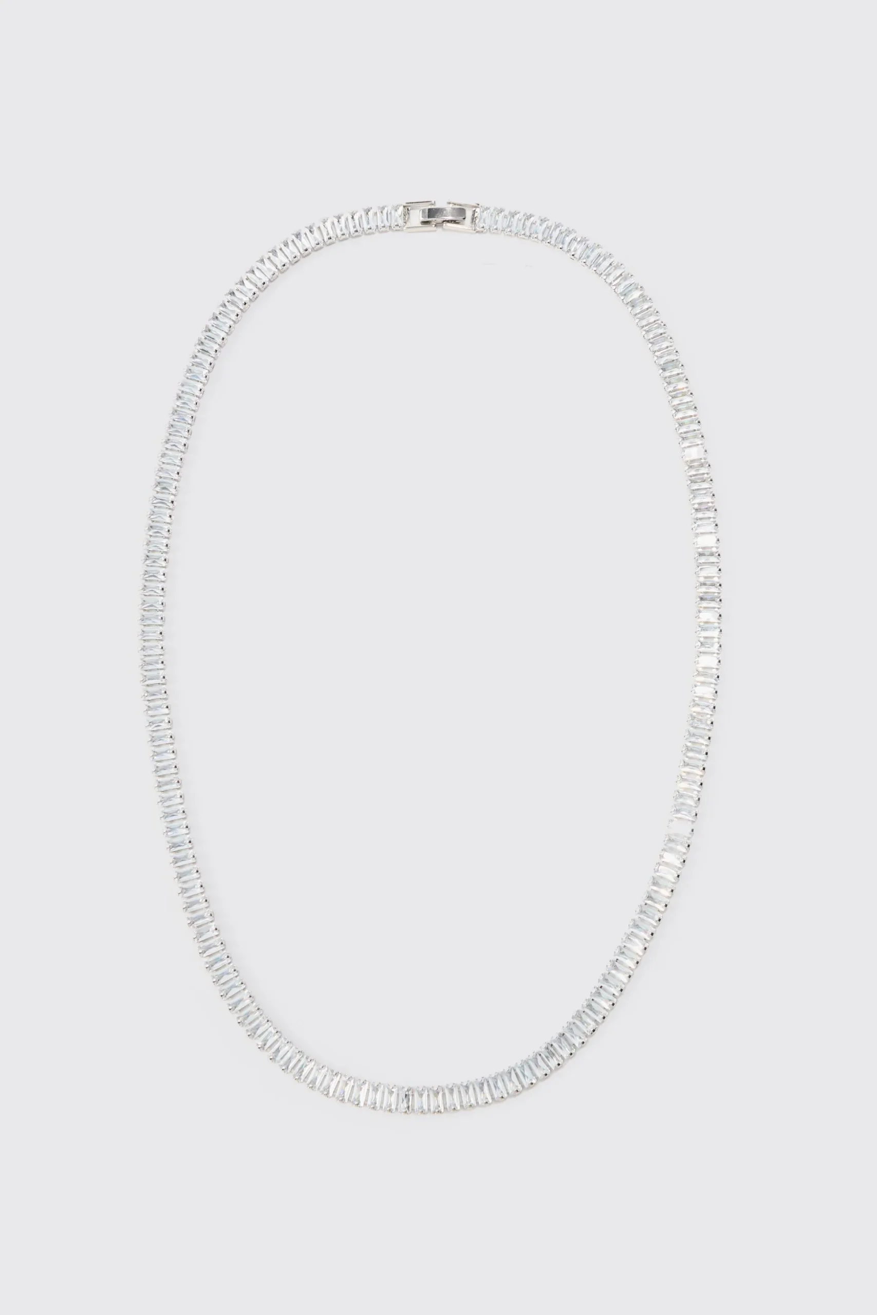 Iced Necklace In Silver | BoohooMAN UK