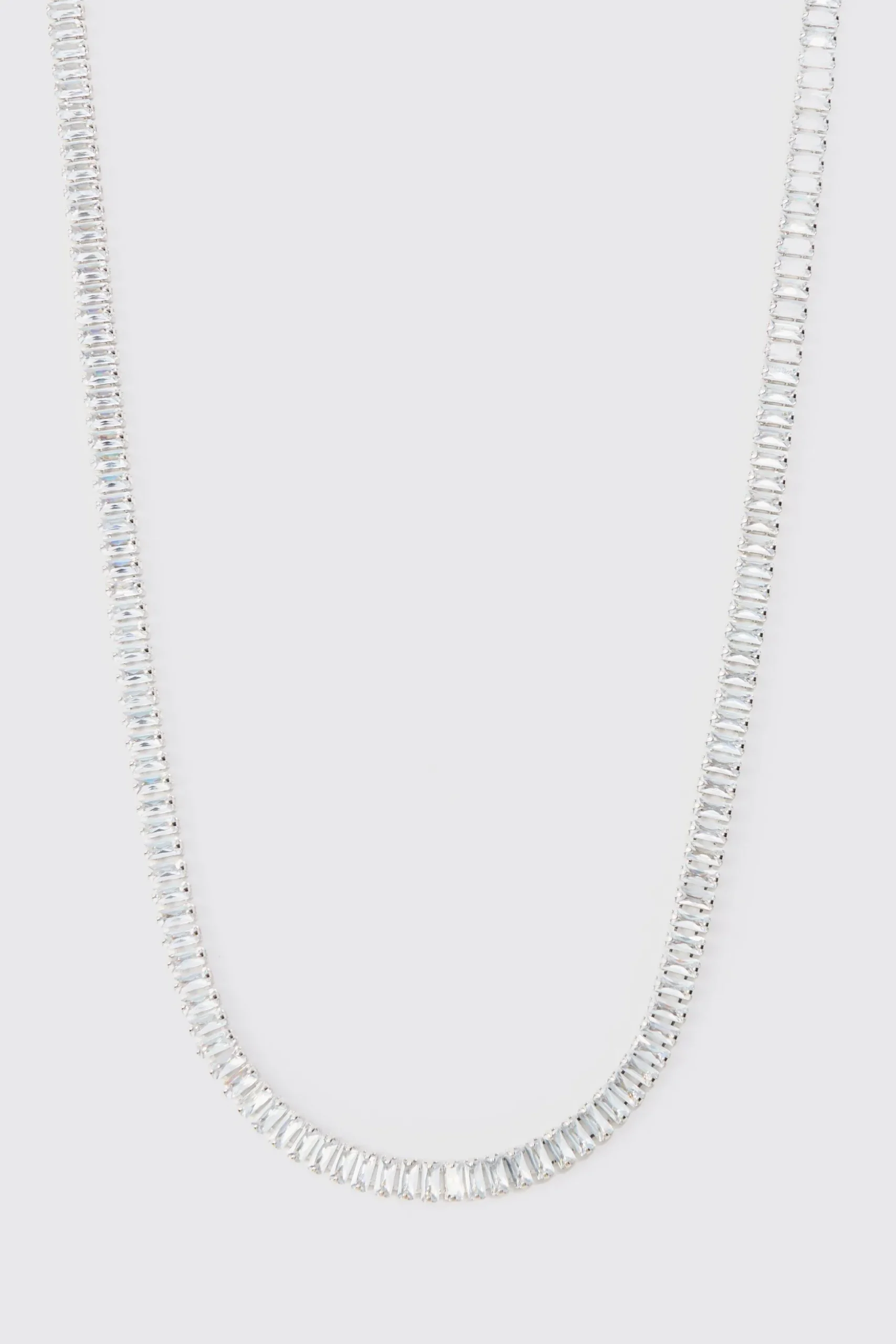 Iced Necklace In Silver | BoohooMAN UK