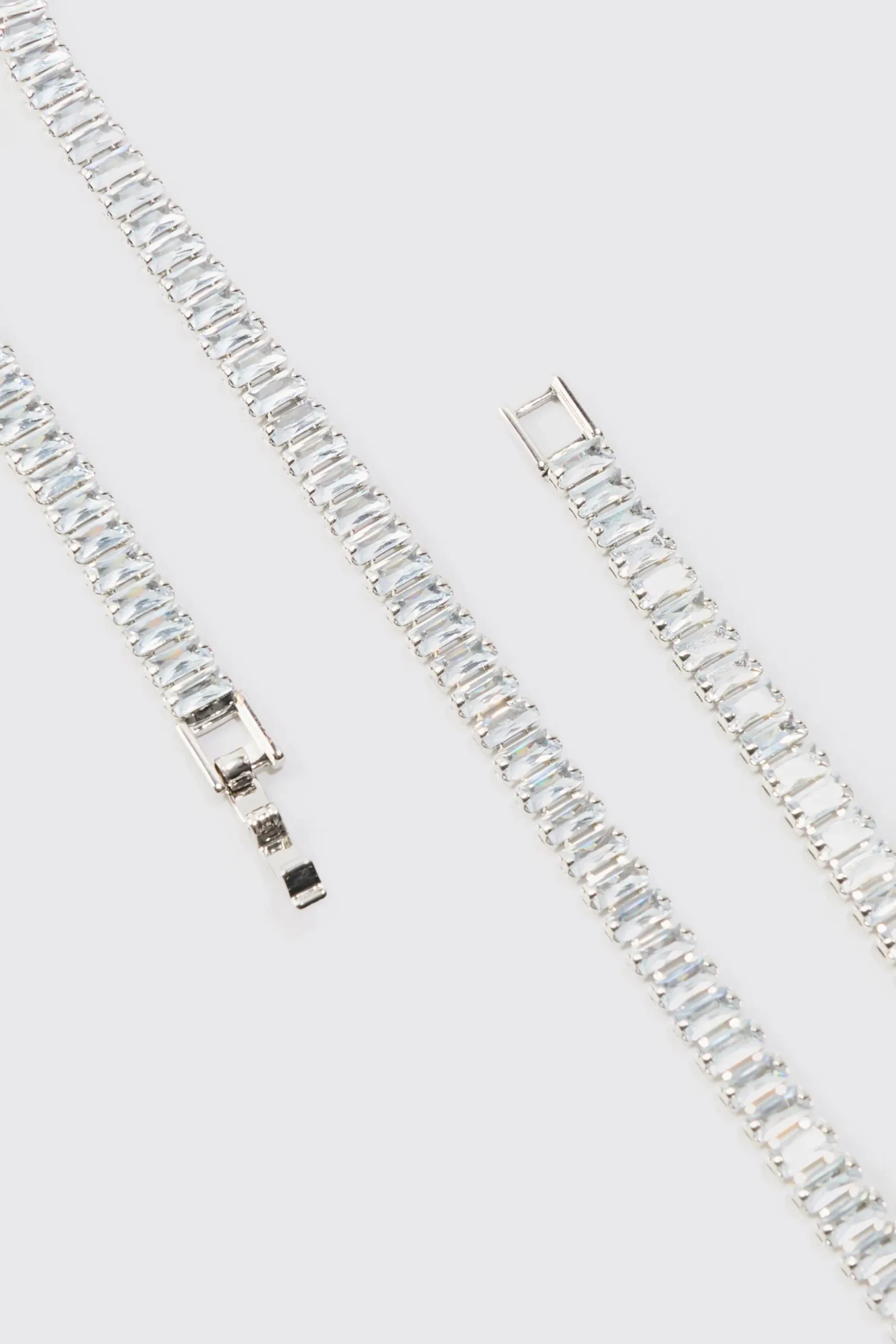 Iced Necklace In Silver | BoohooMAN UK