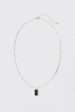 Iced Pendant Chain Necklace | BoohooMAN UK