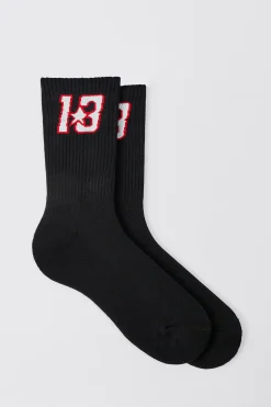 Jacquard 13 Graphic Sports Sock | BoohooMAN UK