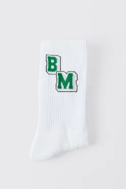 Jacquard Bm Graphic Sports Sock | BoohooMAN UK