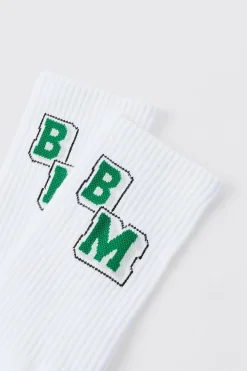 Jacquard Bm Graphic Sports Sock | BoohooMAN UK
