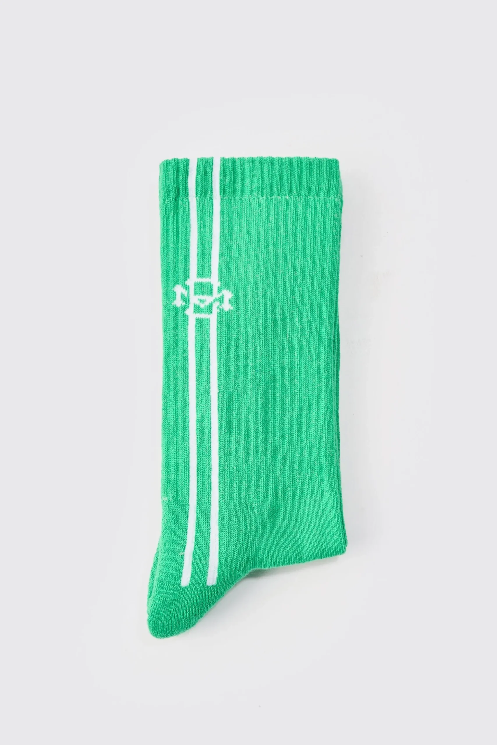 Jacquard BM Sports Stripe Sock In Green | BoohooMAN UK