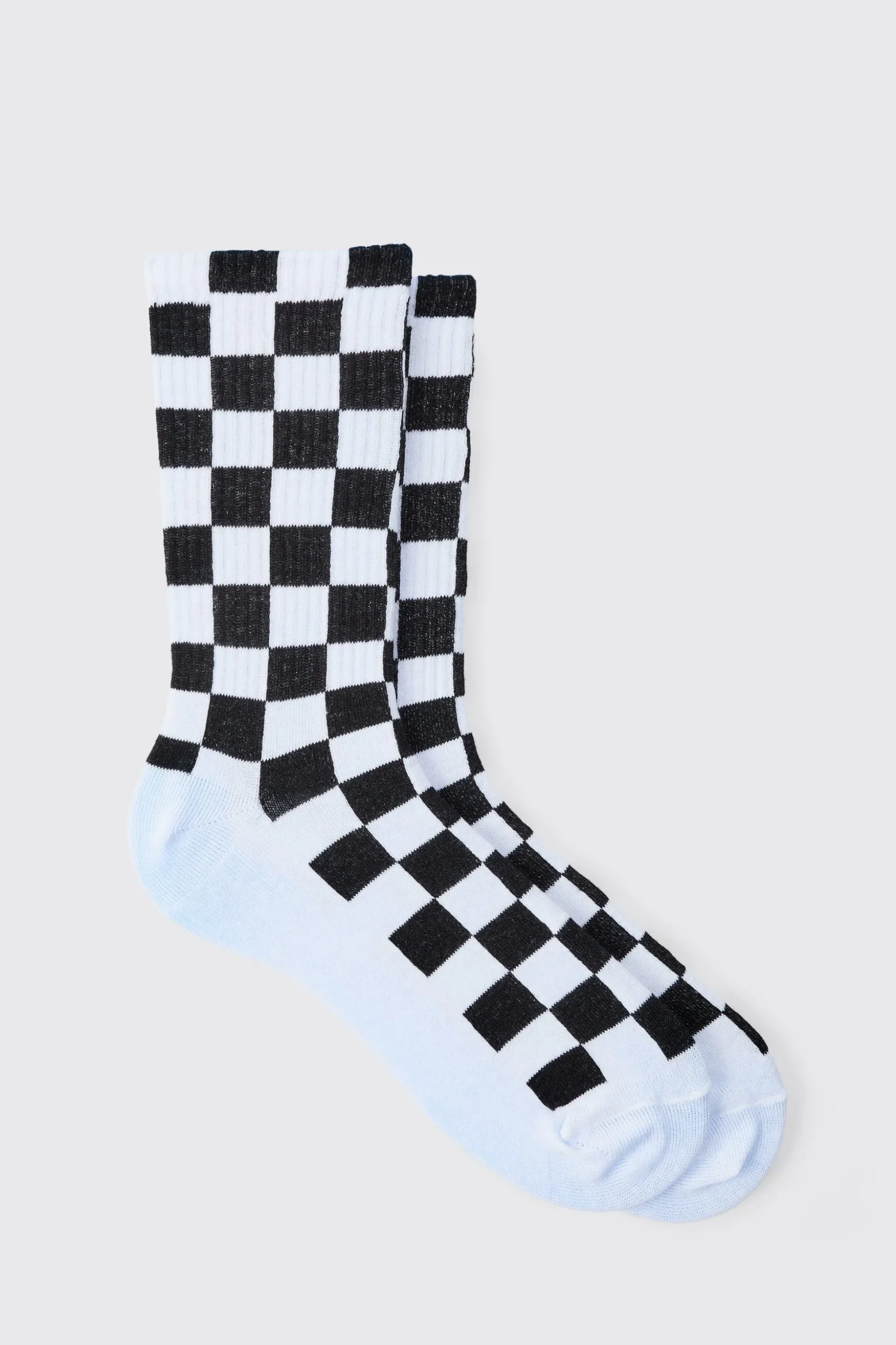 Jacquard Checkerboard Socks In Black | BoohooMAN UK