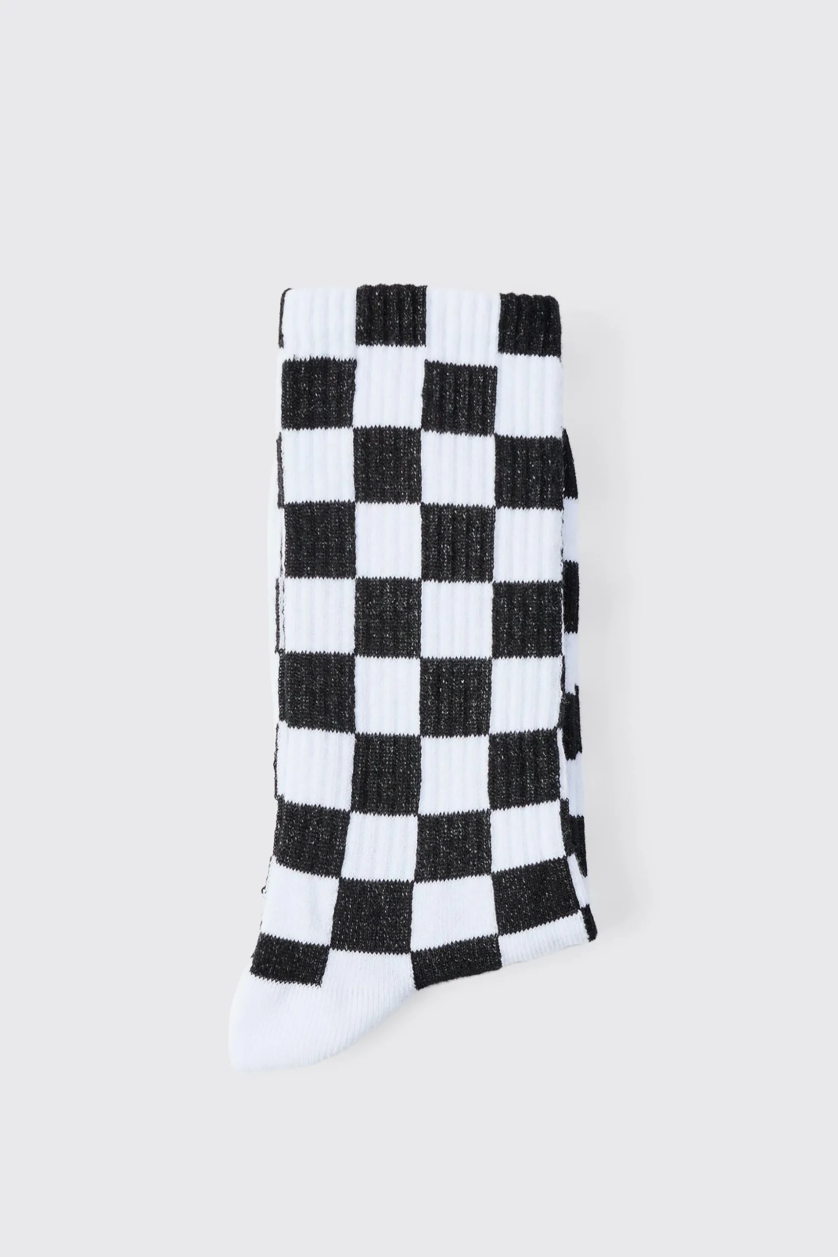 Jacquard Checkerboard Socks In Black | BoohooMAN UK