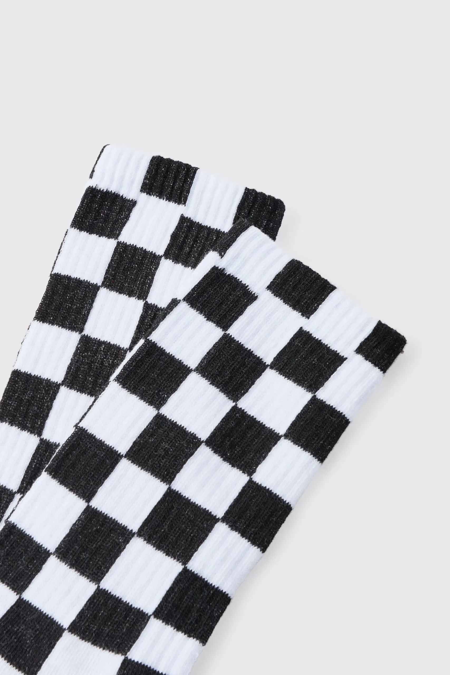Jacquard Checkerboard Socks In Black | BoohooMAN UK