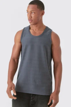Jacquard Raised Striped Vest | BoohooMAN UK
