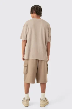 Jersey Cargo Long Jort | BoohooMAN UK