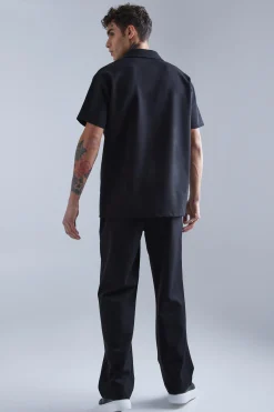 Jersey Revere Shirt And Trouser Set | BoohooMAN UK